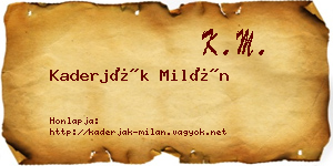 Kaderják Milán névjegykártya